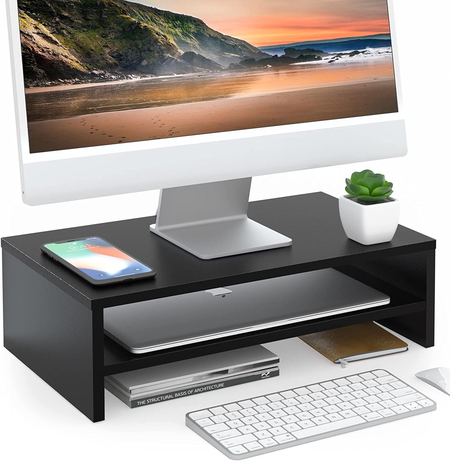 Rehausseur écran et PC avec étagére