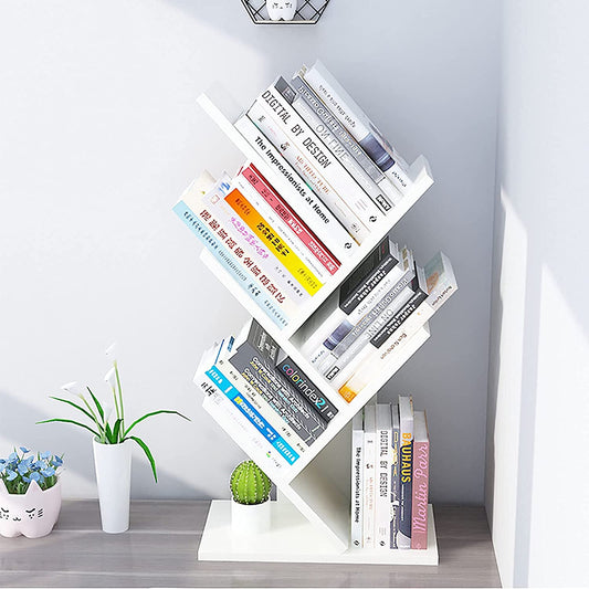 Bibliothèque arbre marron – vue produit de face avec livres colorés, Decotek
