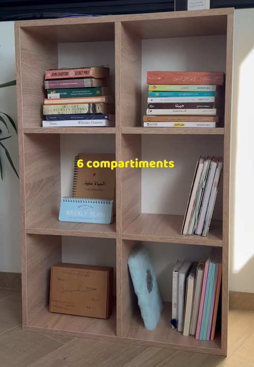 Étagère 6 compartiments beige Sonoma – vue produit de face, Decotek