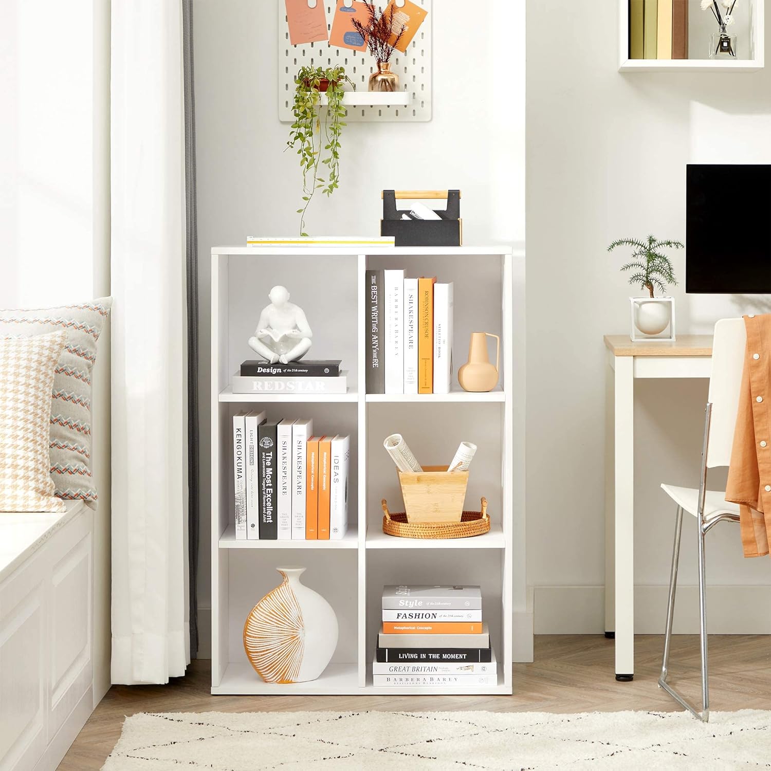 Étagère 6 compartiments blanc – rangement vêtements sous penderie, Decotek