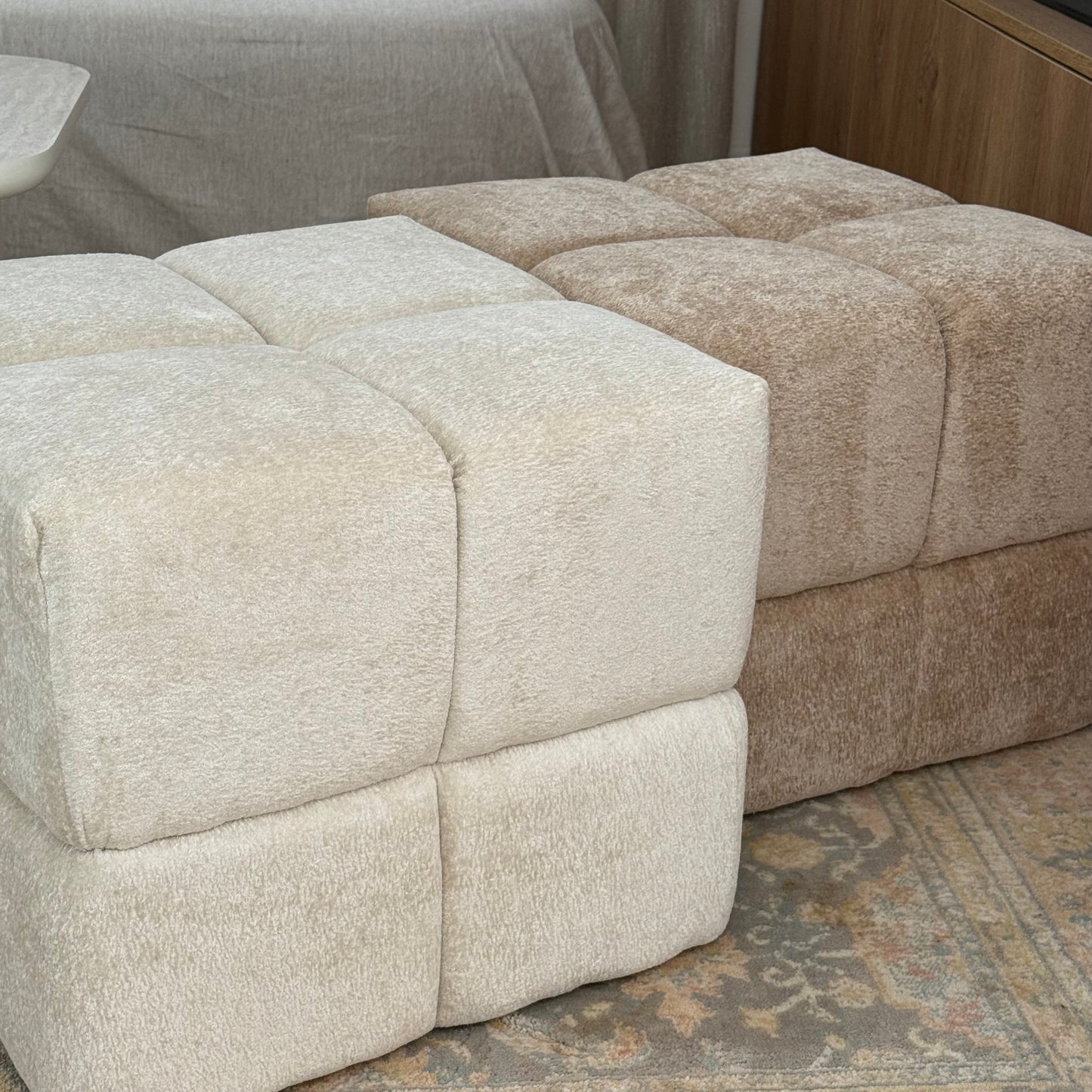 Pouf carré beige style épuré – Decotek