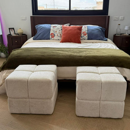 Pouf carré en bois stratifié et tissu – Decotek